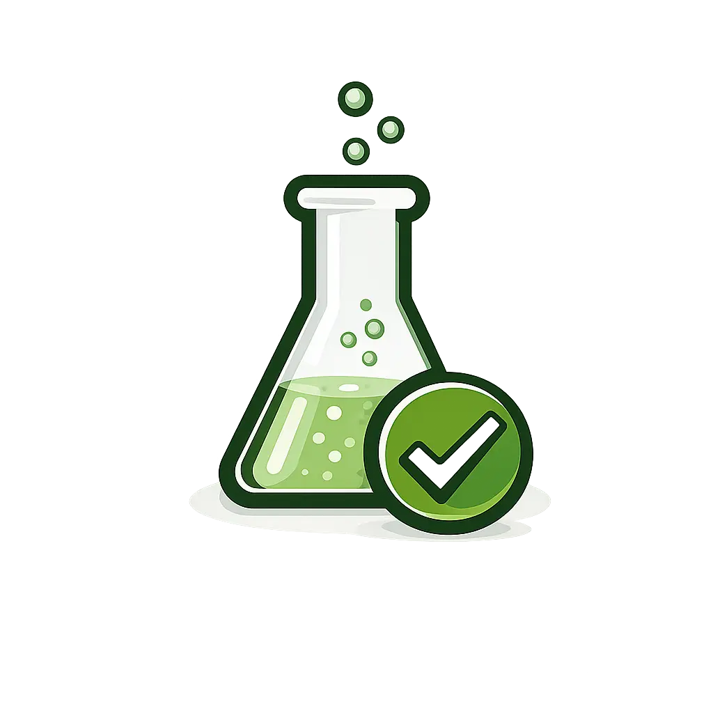 erlenmeyer flask with checkmark icon