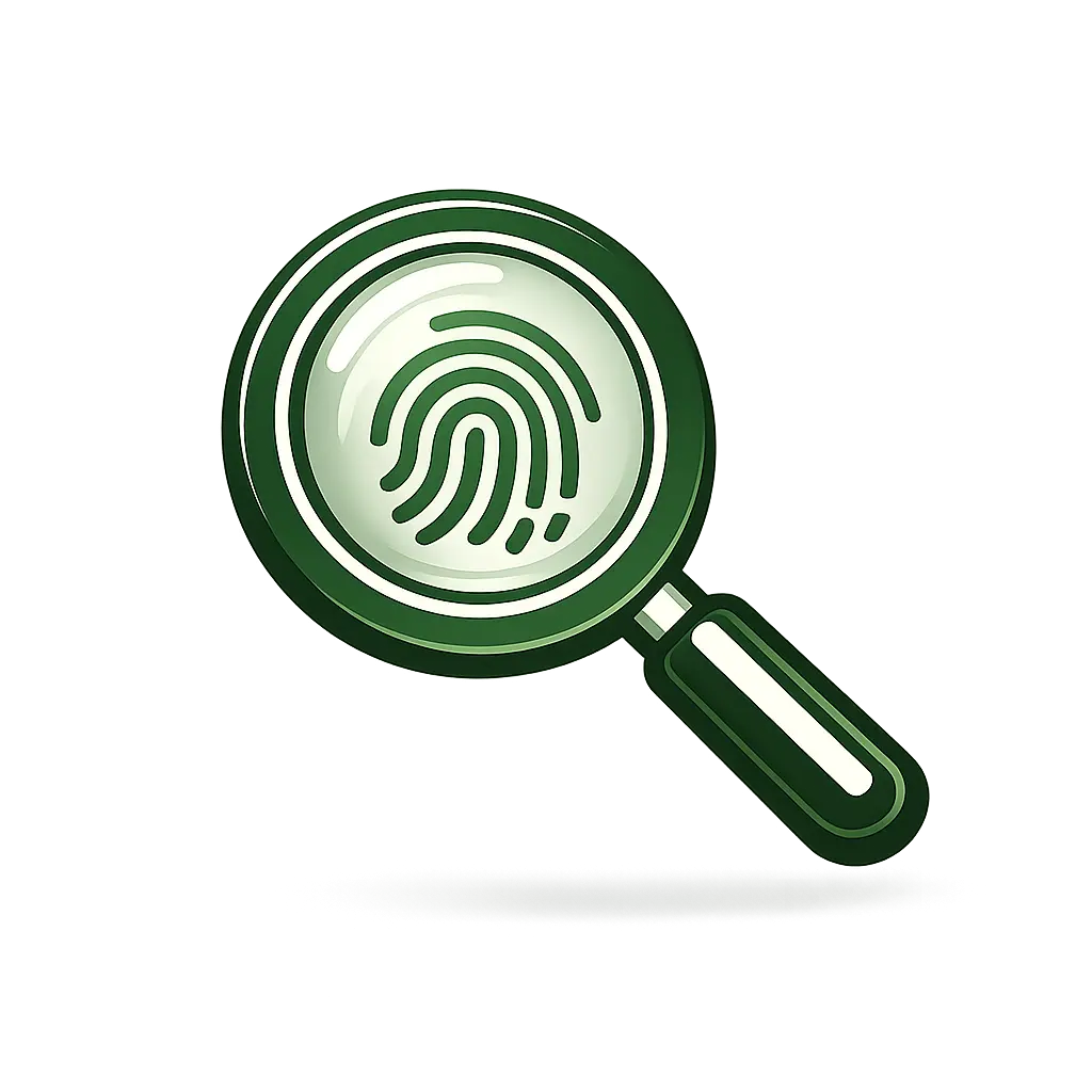 magnifying glass with fingerprint detail